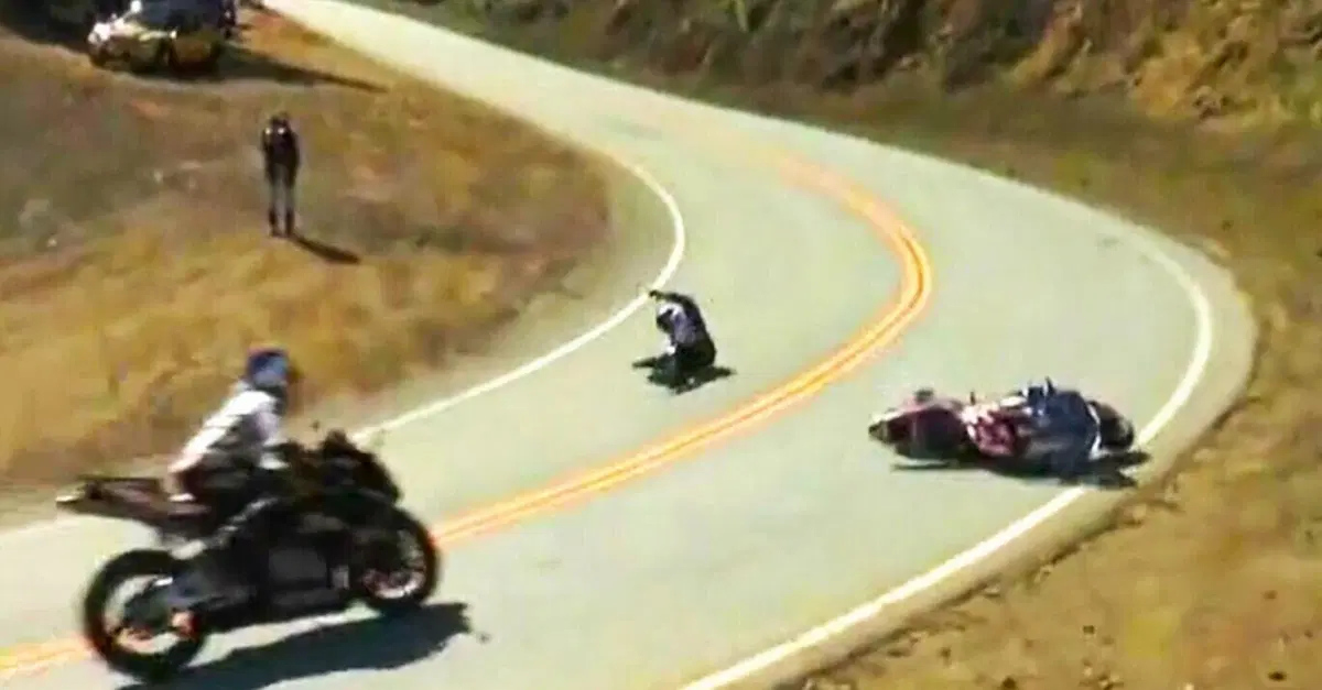 Piega troppo con una Buell 1125R mentre arriva un'altra moto [VIDEO VIRALE]