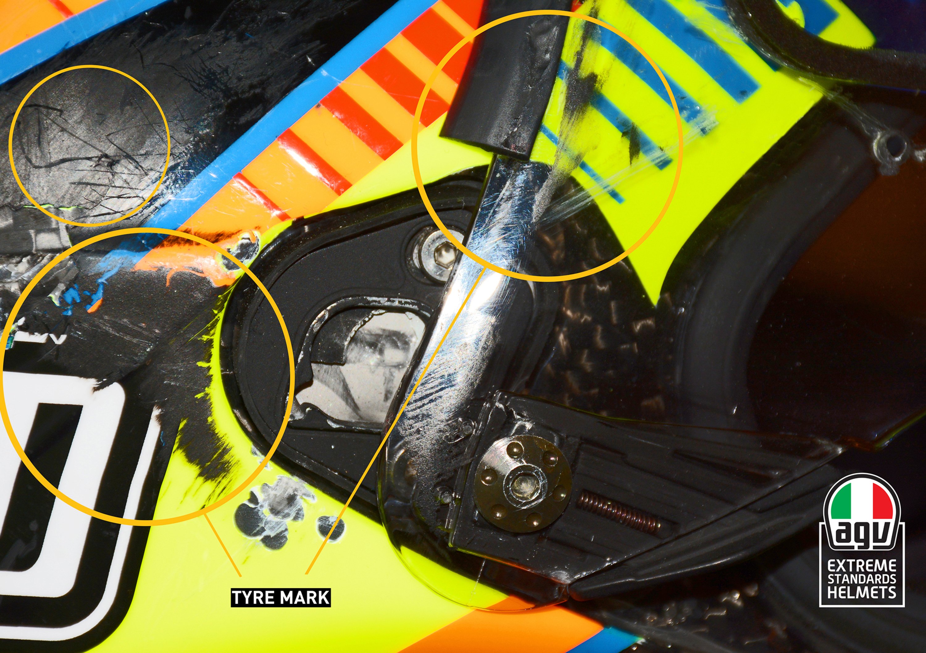 AGV ha analizzato il casco di Rossi dopo la caduta di Aragon
