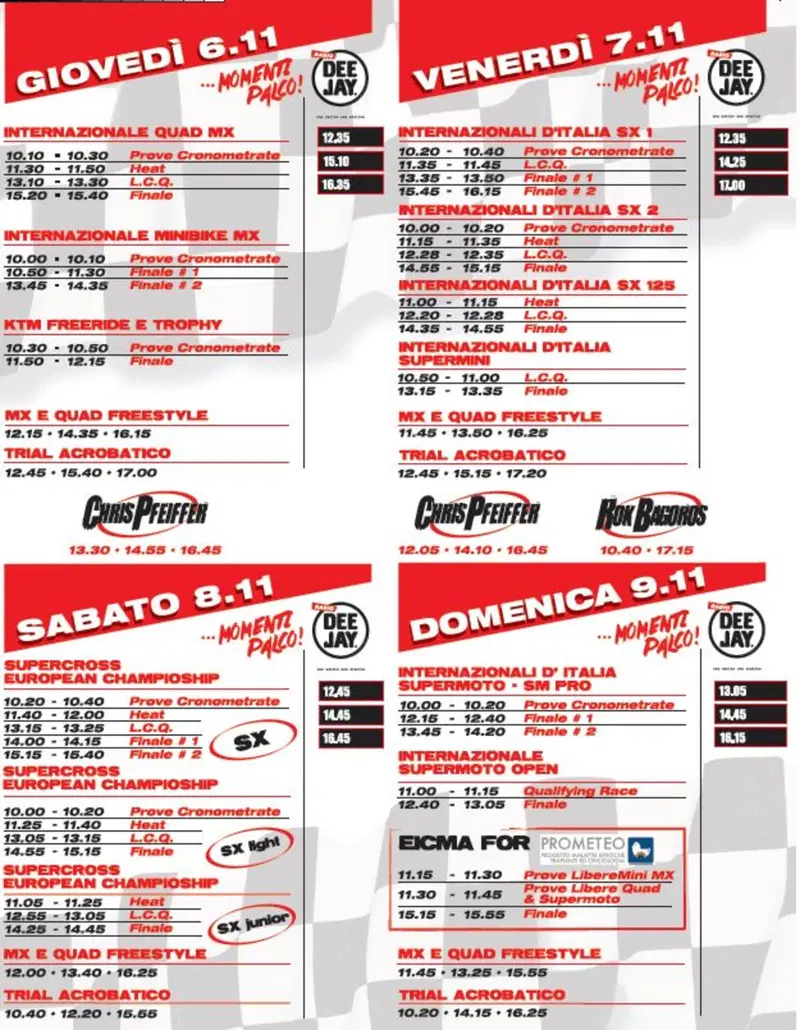 La programmazione di MotoLive 2014