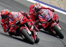 MotoGP 2022. GP di San Marino a Misano. FP3, Miller/Bagnaia, attacco a due punte Ducati