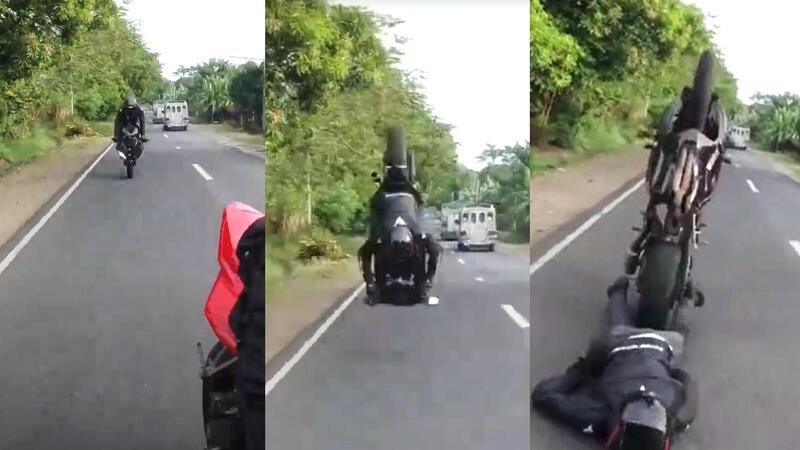 Il motociclista si distrae poi frena all&#039;improvviso: spaventoso tamponamento tra moto! [VIDEO VIRALE]