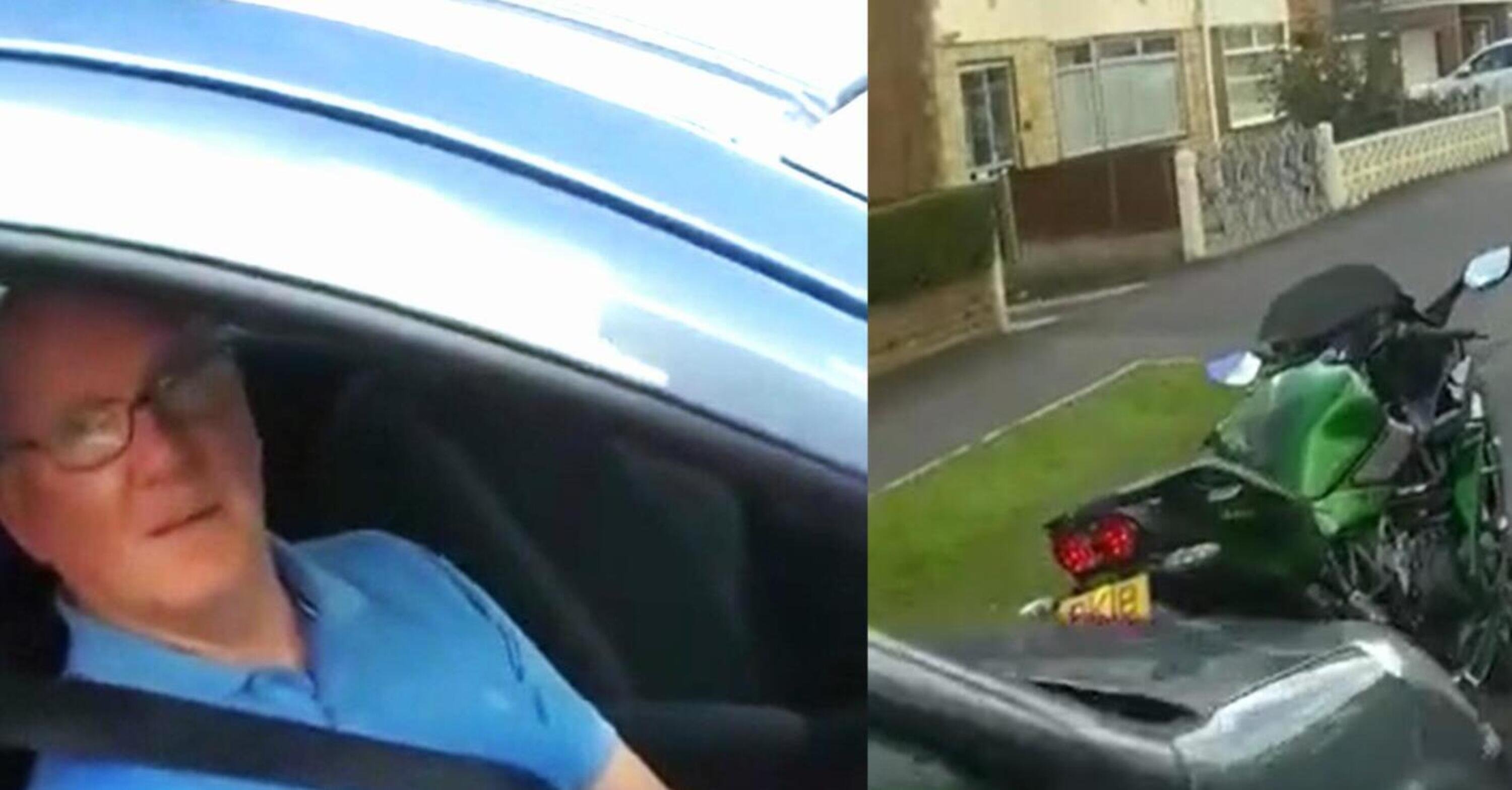 Il motociclista insulta il nonno e lui gli spiana la moto! [VIDEO VIRALE]