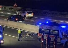 Pedone attraversa l'autostrada A1, motociclista perde la vita