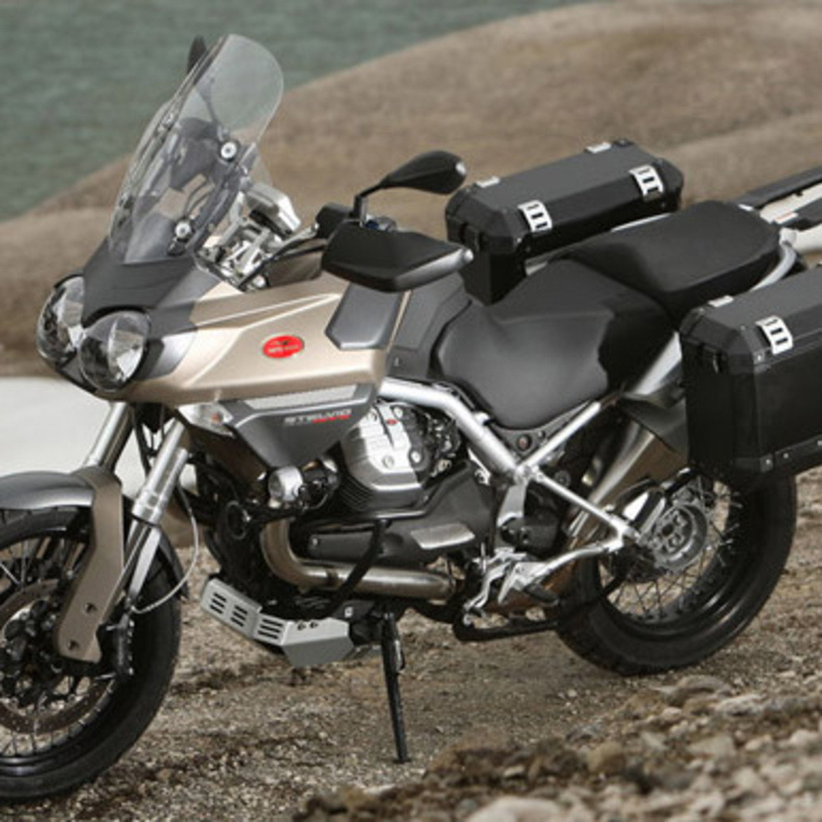 Staffa Per Navigatore E Telefono Per Moto Guzzi Stelvio 1200 8V NTX (2008–2017) In Acciaio Nero