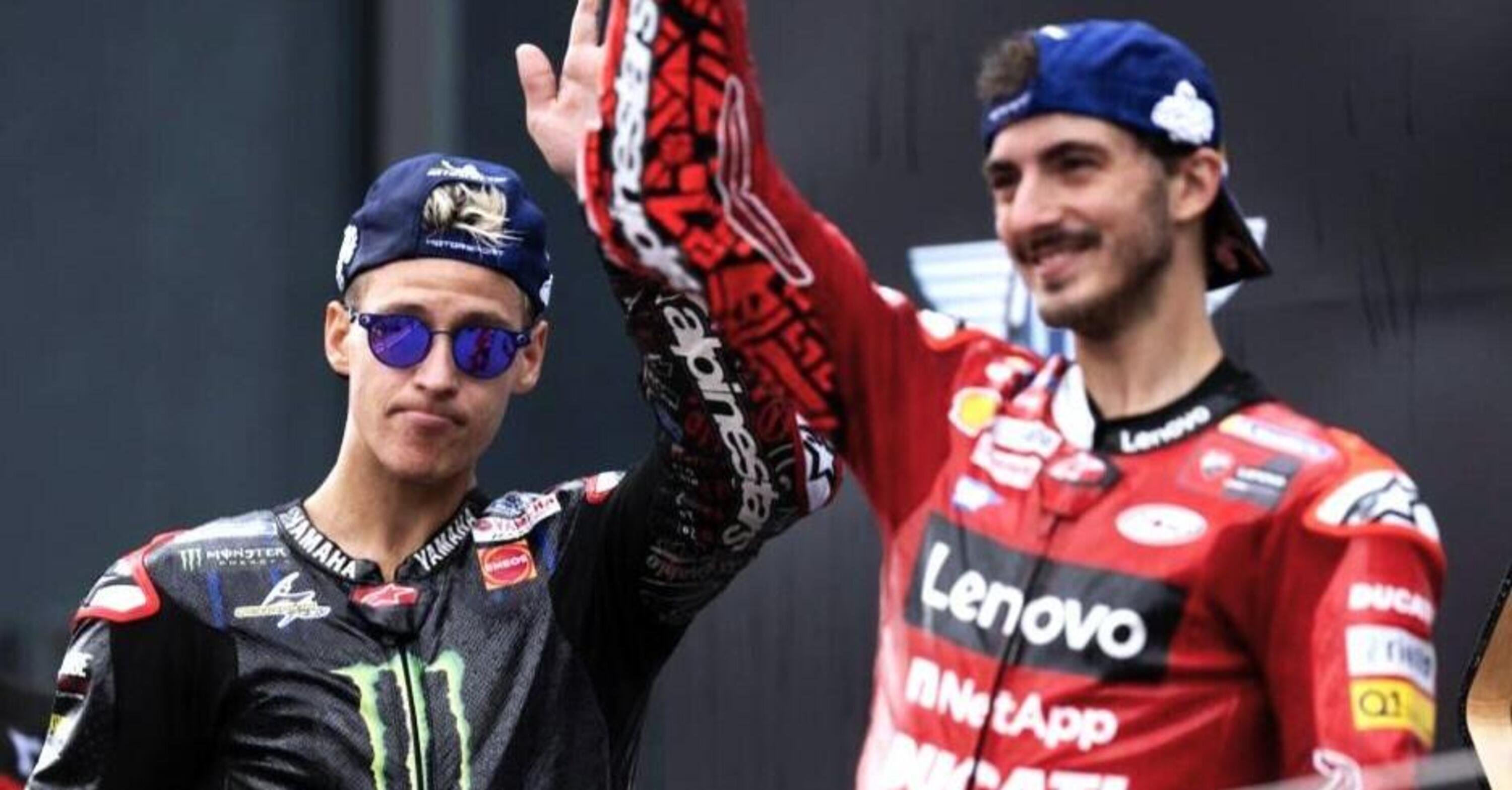 MotoGP 2022. GP di Valencia. L&#039;antivigilia (opposta) di Pecco Bagnaia e Fabio Quartararo