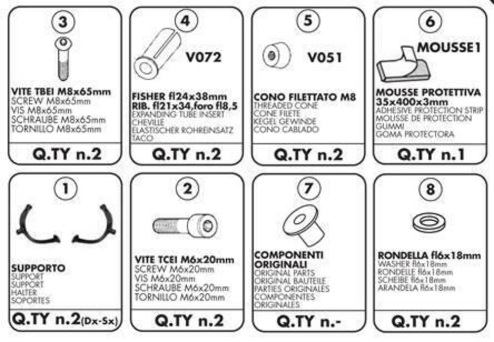 Kit specifico per montare il PL351 / T351 senza l’ Givi