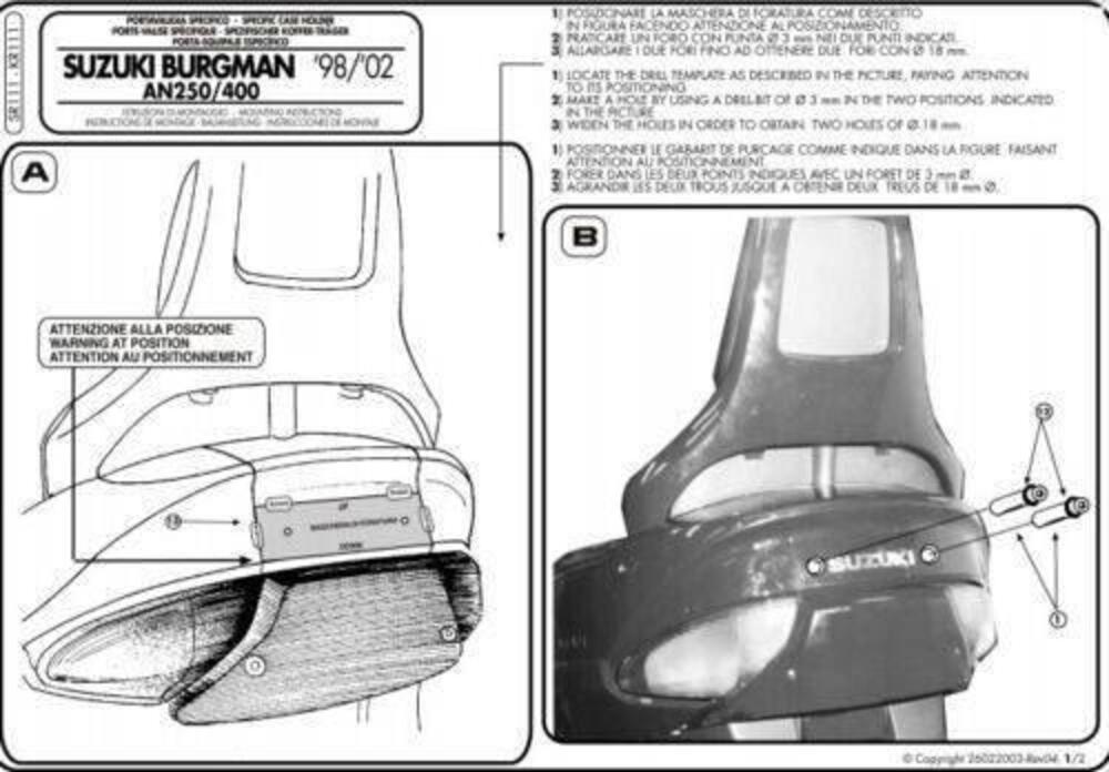 Attacco Posteriore Monokey Suzuki AN 250-400 Burg Givi