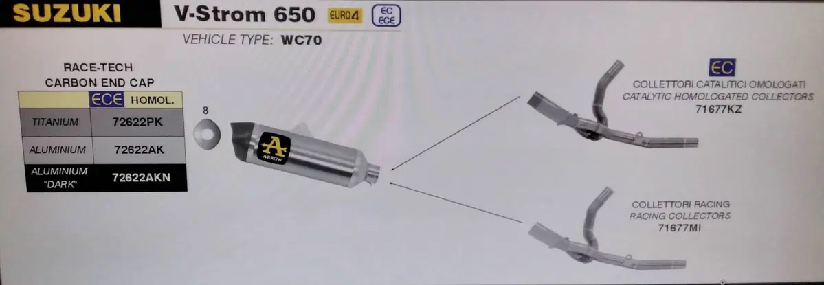 Impianto completo arrow per v storm 650 (3)