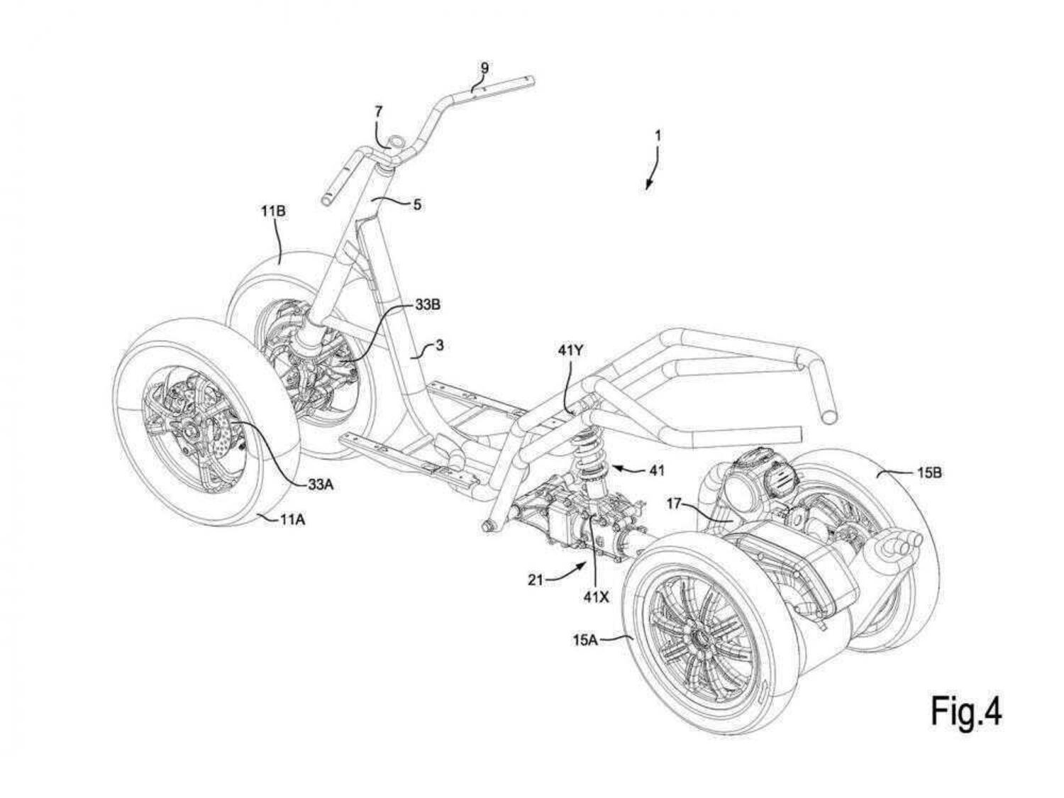 Piaggio brevetta il multiruota che si inclina a metà