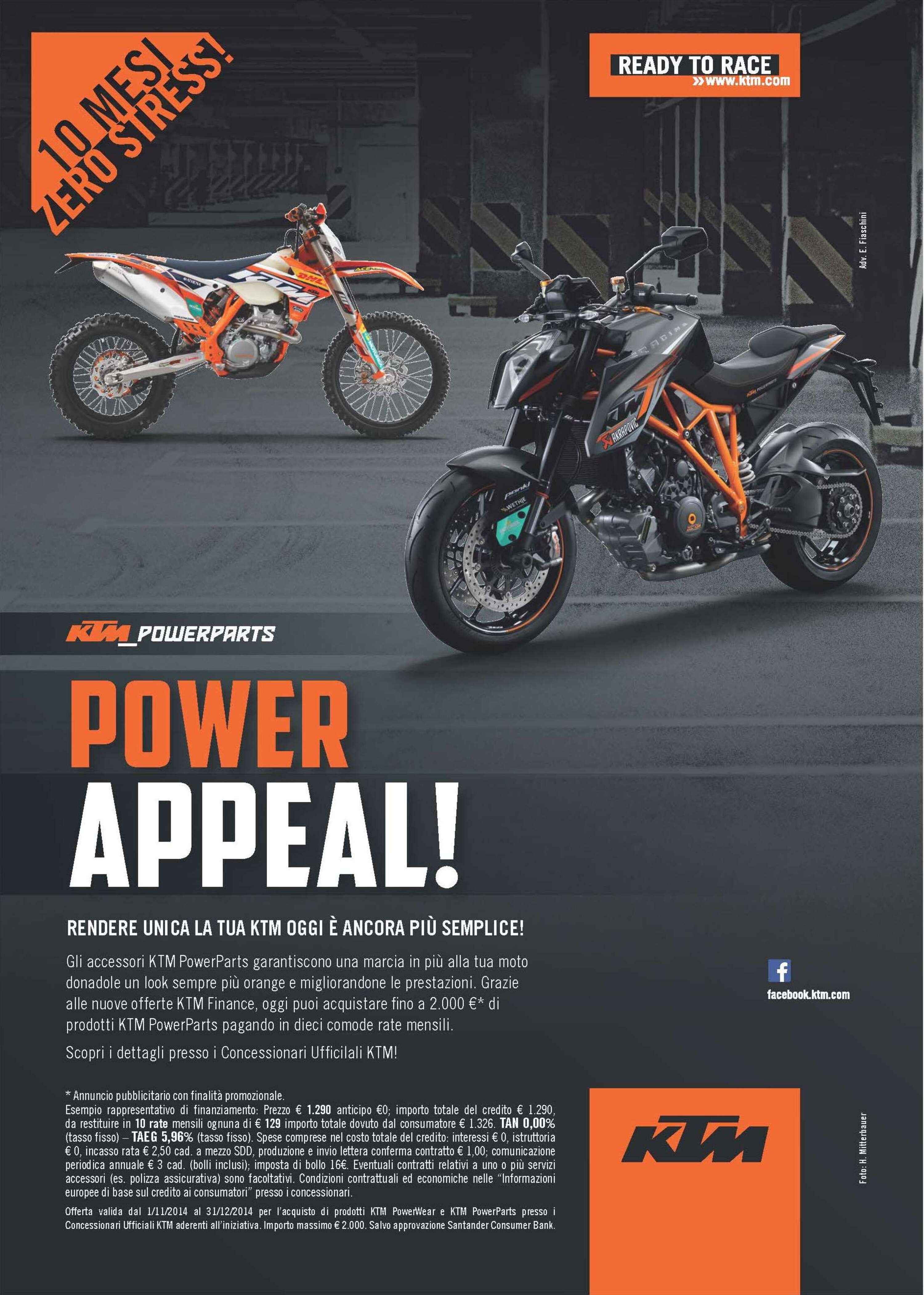 KTM PowerWear e PowerParts: promozione 10 mesi, zero stress