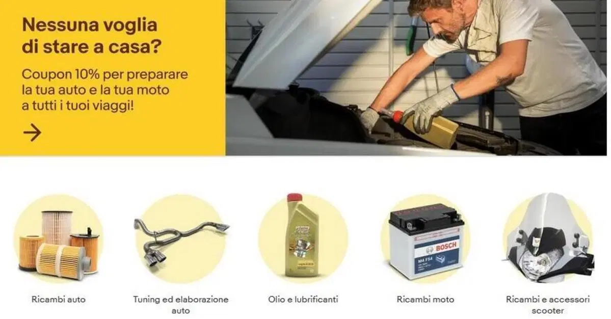 E' il momento del Coupon eBay: -10% su tanti ricambi e accessori moto