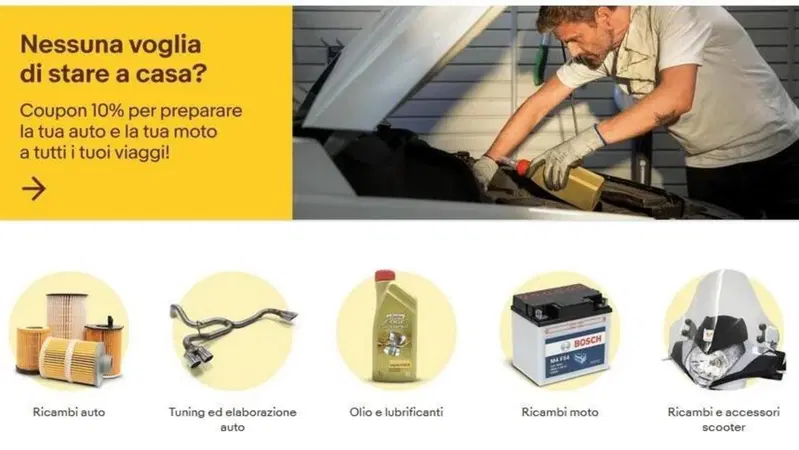 E' il momento del Coupon eBay: -10% su tanti ricambi e accessori moto