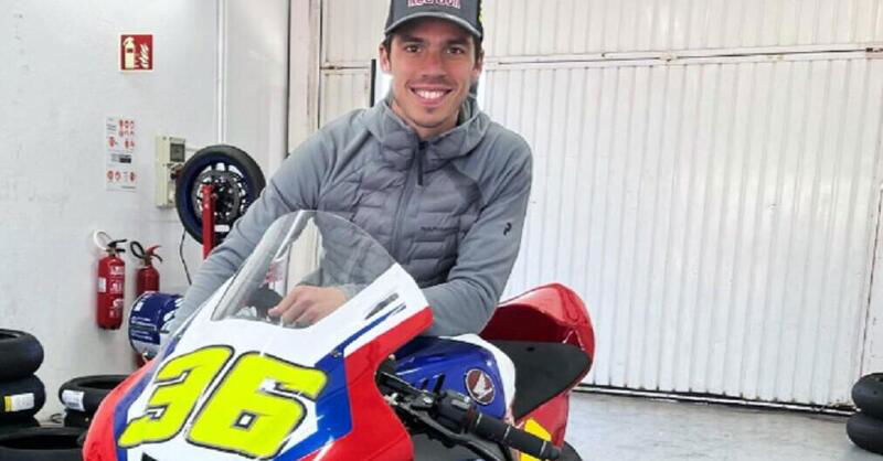 MotoGP 2023. Joan Mir al primo allenamento sulla sua Honda (CBR 1000)