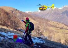 Lecco, salvato con le moto da trial escursionista 65enne. Trasportato successivamente con l'elisoccorso