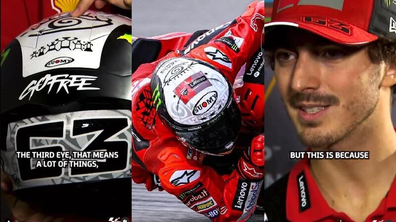 MotoGP 2023. Pecco Bagnaia racconta il suo casco: dalle due stelle al terzo occhio, quante storie! [VIDEO]