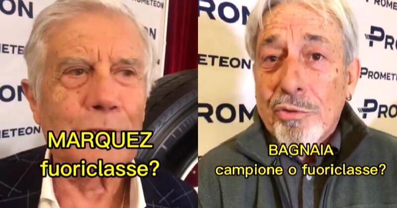 MotoGP 2023. Pecco Bagnaia &egrave; un fuoriclasse? E allora Marc Marquez!? Intervista doppia a Giacomo Agostini e Marco Lucchinelli [VIDEO]