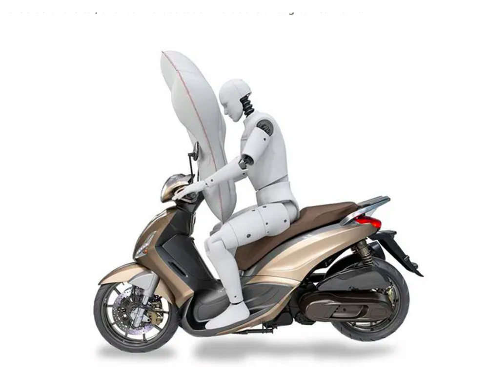 Una illustrizione di uno scooter a due ruote con airbag