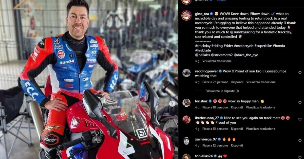 Una bellissima notizia: Gino Rea &egrave; tornato in moto, nove mesi dopo il gravissimo incidente