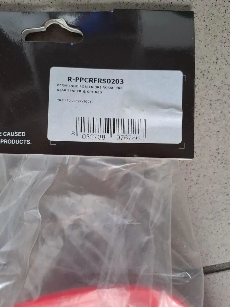 Parafango posteriore rosso crf 2004 Racetech (3)