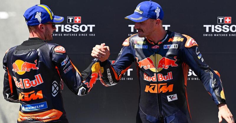 MotoGP 2023. GP di Spagna a Jerez. KTM, vittoria e terzo posto. Brad Binder: &quot;Giornata fantastica&quot;. Jack Miller: &quot;Bello vedere il nostro progetto che prende il volo&quot;