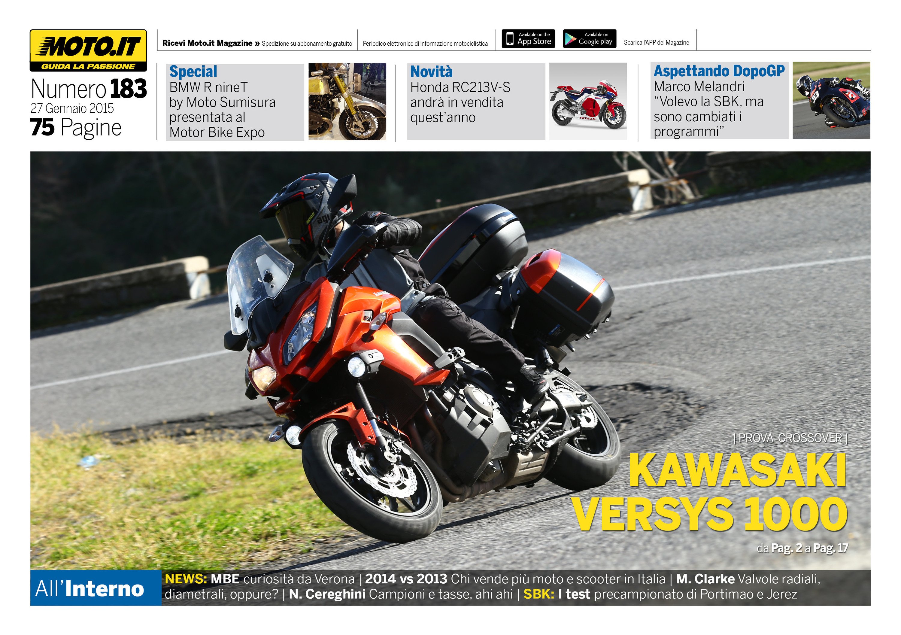 Magazine n&deg;183, scarica e leggi il meglio di Moto.it 