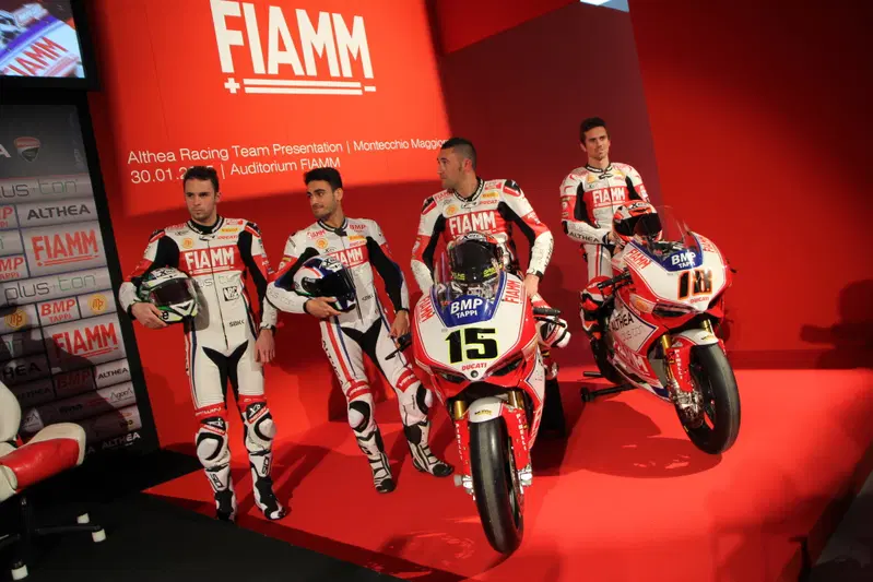 I piloti del team Althea 2015: Salvadori, De Rosa, Baiocco e Terol