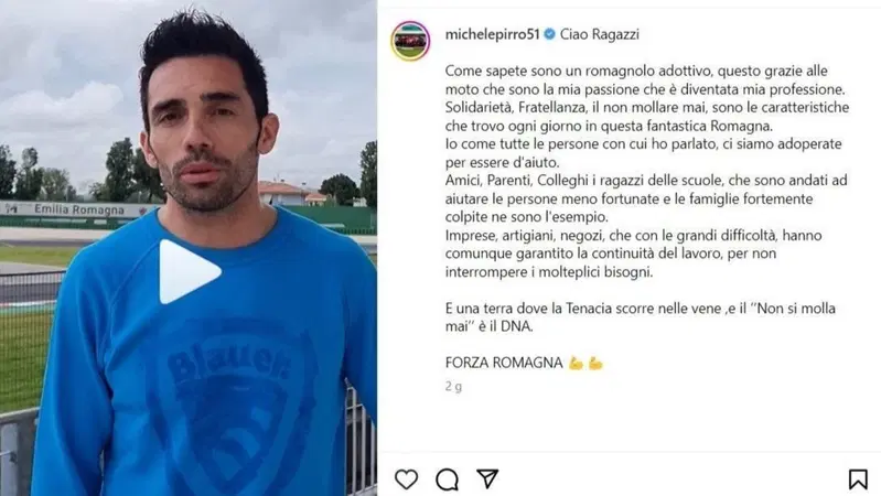 MotoGP 2023. Il videomessaggio di Michele Pirro alla "sua Romagna" alluvionata [VIDEO]