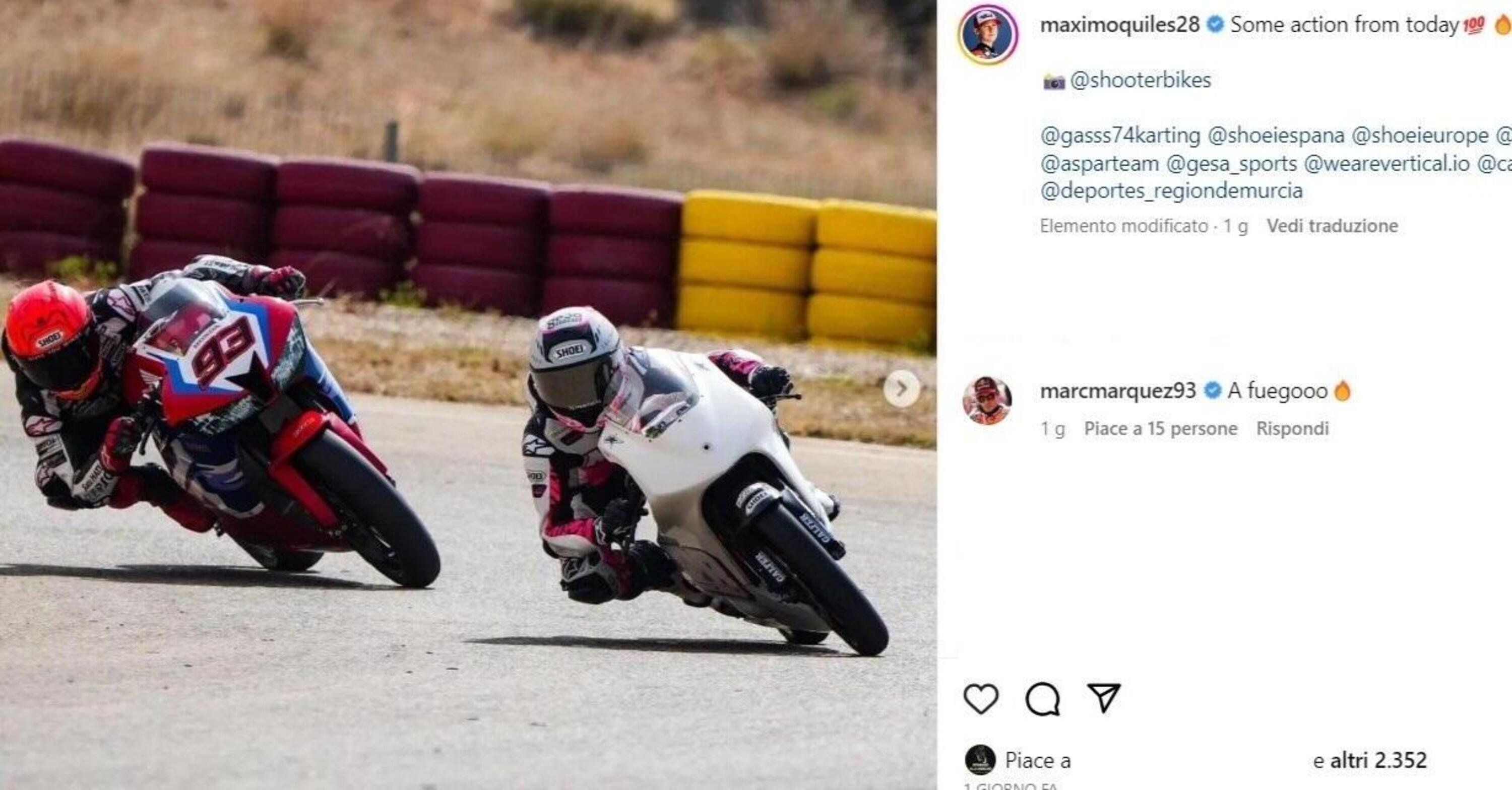 [VIDEO] MotoGP 2023. Marc Marquez si allena con un pilota giovanissimo, il 93 sta creando una sorta di Academy?