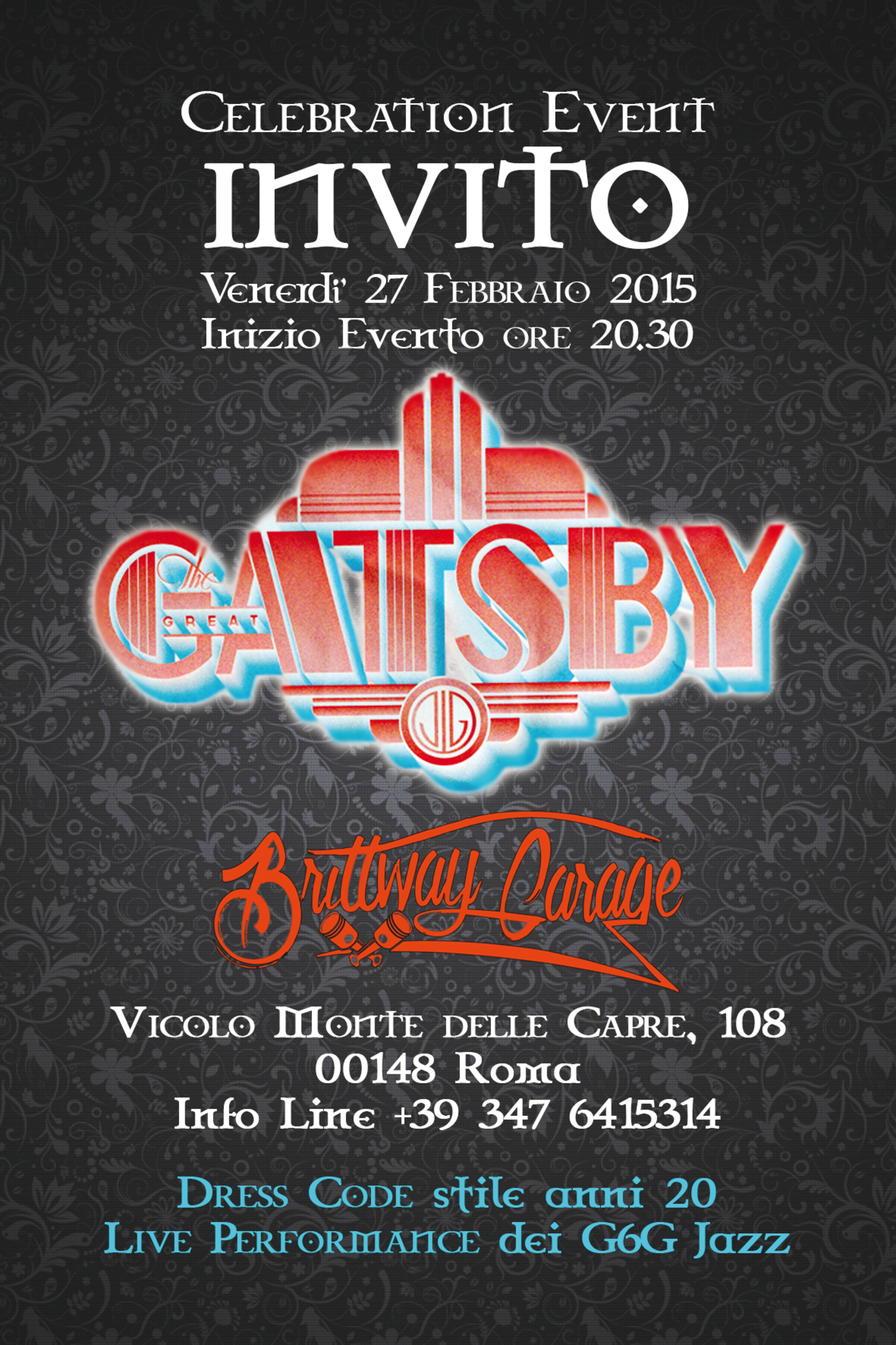 Brittway Garage Roma, serata dedicata al Grande Gatsby