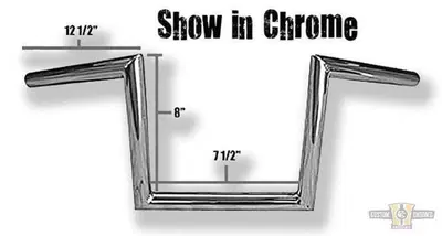 Manubrio Z Bar 1", alto 8", Largo 62cm, nero, con Jammer