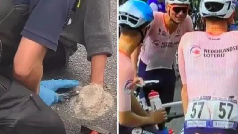 [VIDEO] Ambientalisti in protesta: si cementano le mani all'asfalto durante i mondiali di ciclismo. 5 arresti 