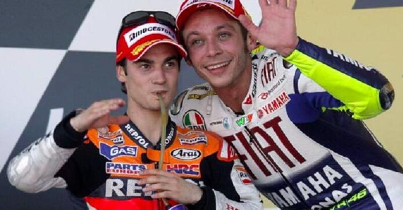 Valentino Rossi e Dani Pedrosa in pista a Valencia. Come ai vecchi tempi?