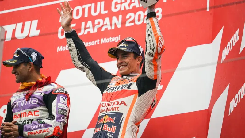 MotoGP 2023. GP del Giappone. Marc Marquez: "Podio romantico, Jorge Martin favorito per il titolo. Futuro? Non dormo bene&rdquo;