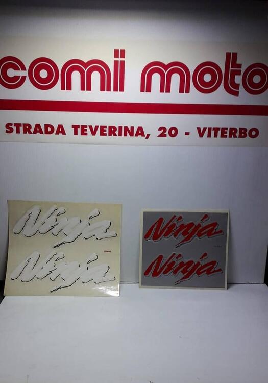 Coppia adesivi Kawasaki Ninja bianco/rossi generic art (3)