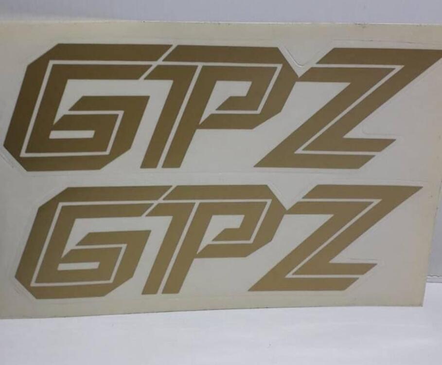 Coppia adesivi Kawasaki GPZ 500 oro e bianchi 0000 art