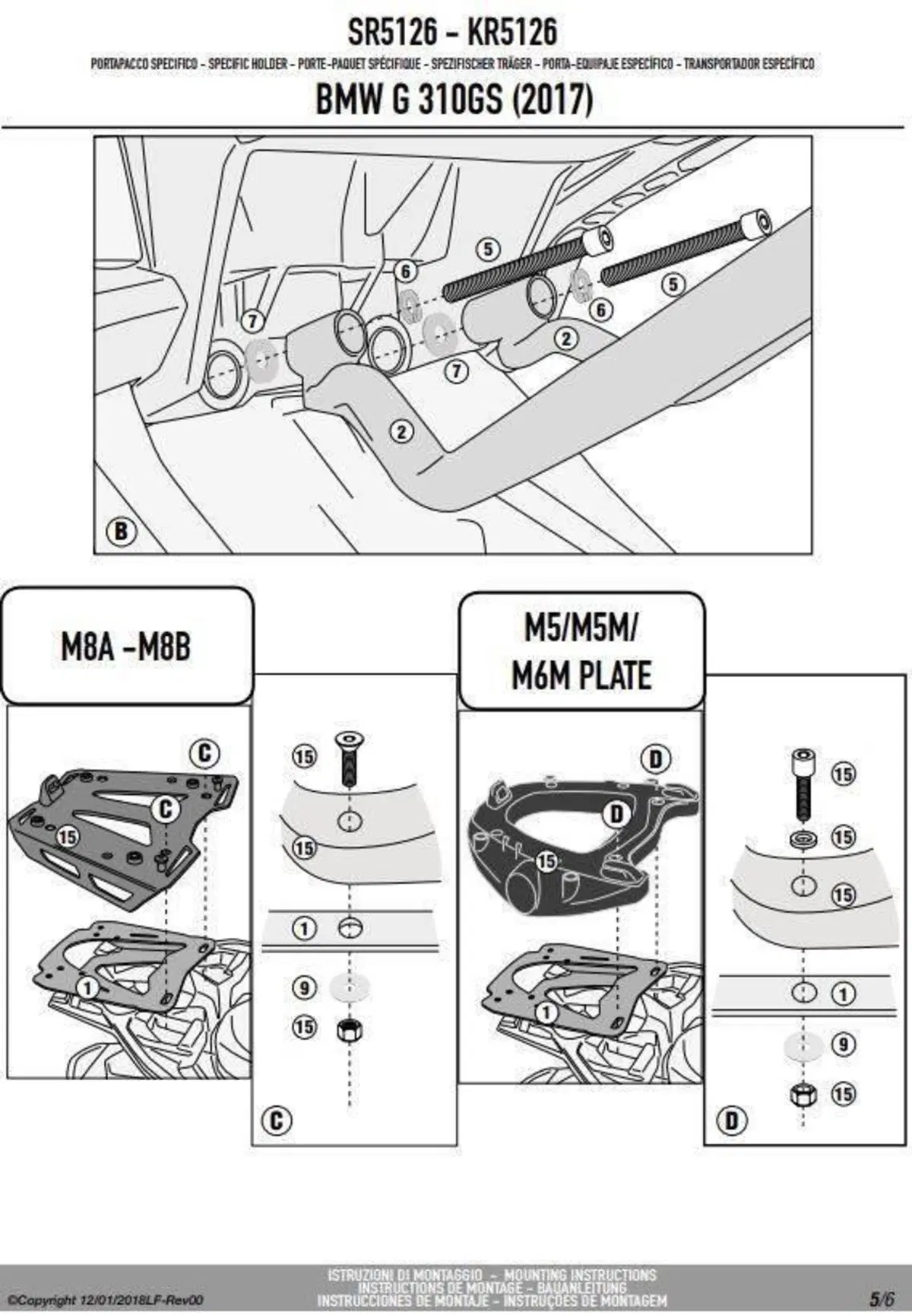 KIT GIVI PIASTRA ALL. M9A + SRA5126 - BMW G310GS - (7)
