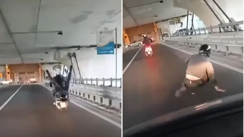 Imperia, cade dallo scooter dell'amico rimanendo in mezzo alla strada. Poteva finire male [VIDEO]