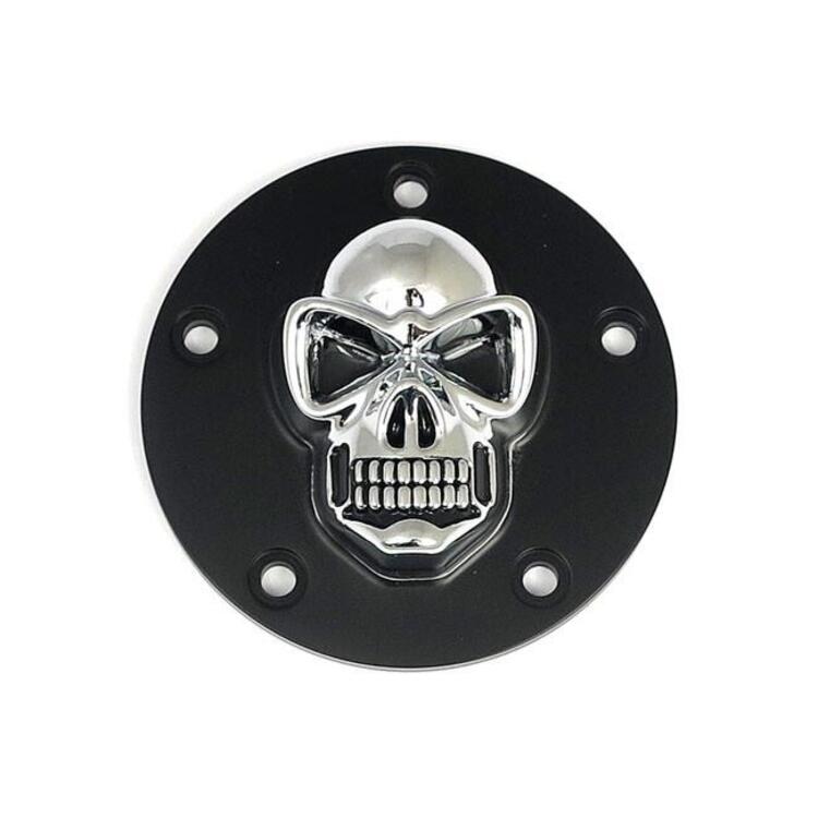 Point Cover Skull nero e cromato per Dyna, Softail 