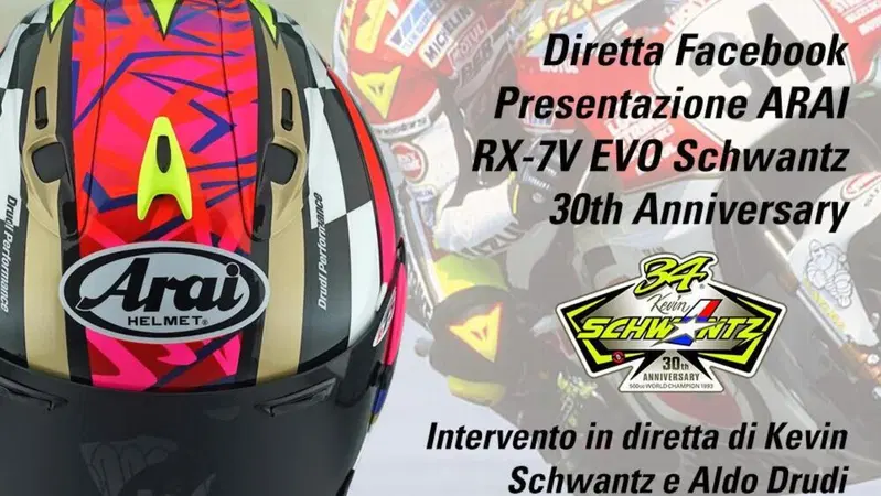 Schwantz e BER Racing presentano in diretta oggi l'Arai RX-7V Evo 30th Anniversary Edition