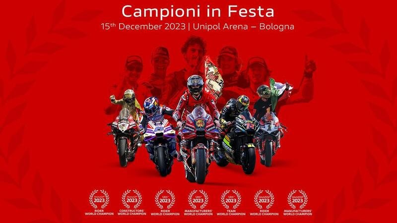 MotoGP 2023. La festa per i campioni Ducati &egrave; aperta a tutti: venerd&igrave; 15 dicembre a Bologna!