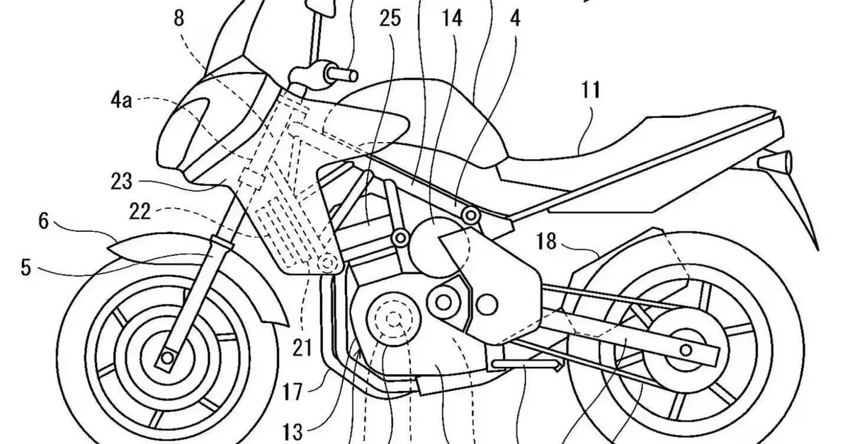 Kawasaki Versys 7 Hybrid: appare in un brevetto