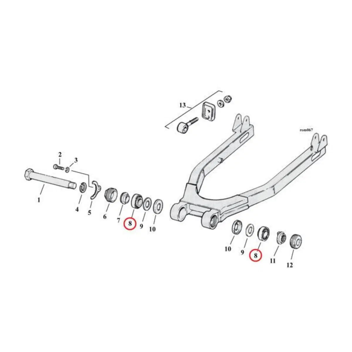Cuscinetto forcellone Sportster dal 1974 al 1981 M 