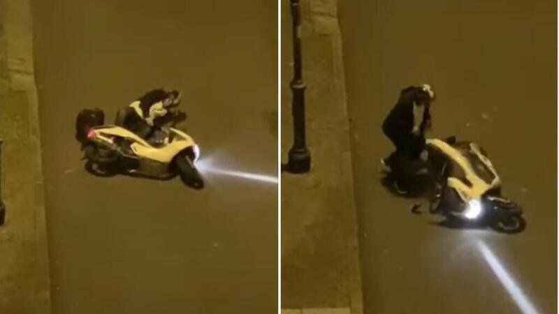 Trieste: ubriaco in scooter prova a guidare ma l&#039;epilogo non &egrave; dei migliori [VIDEO]