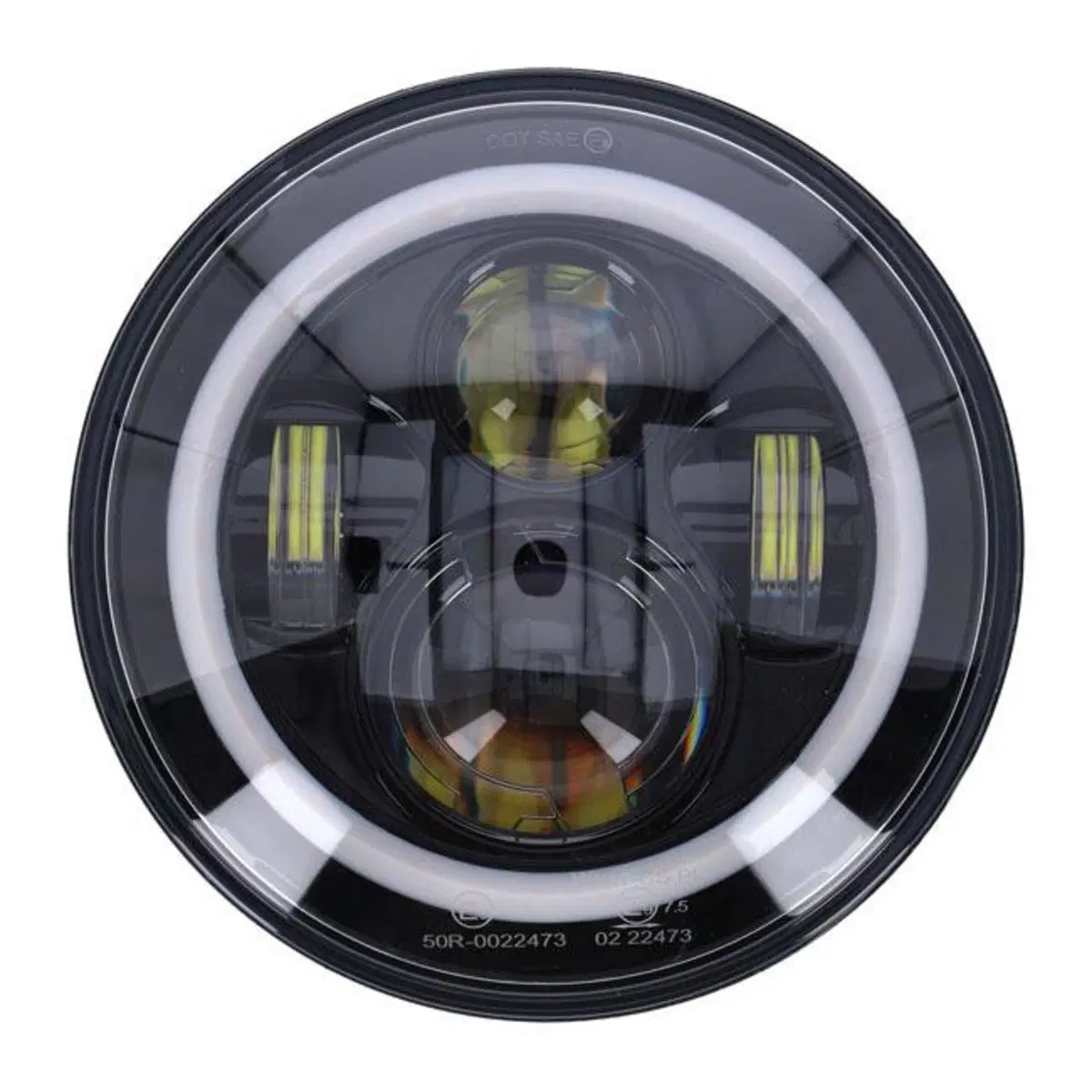 Parabola 7" LED omologata nero con anello luminoso 