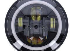 Parabola 7 LED omologata nero con anello luminoso 