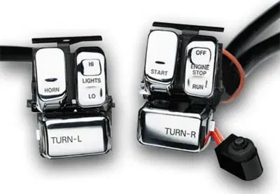 Interruttori cromati con lettere nere per vari mod 