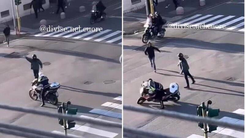 Livorno, agente motociclista della Municipale aggredito dagli ultras. Le immagini dell&#039;attacco [VIDEO]