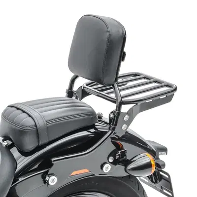 Schienalino a sgancio rapido con portapacchi nero 