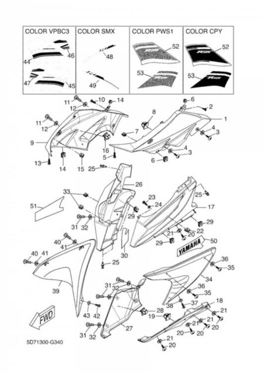 -Emblema carena Dx Yamaha R125 5D72839J0000