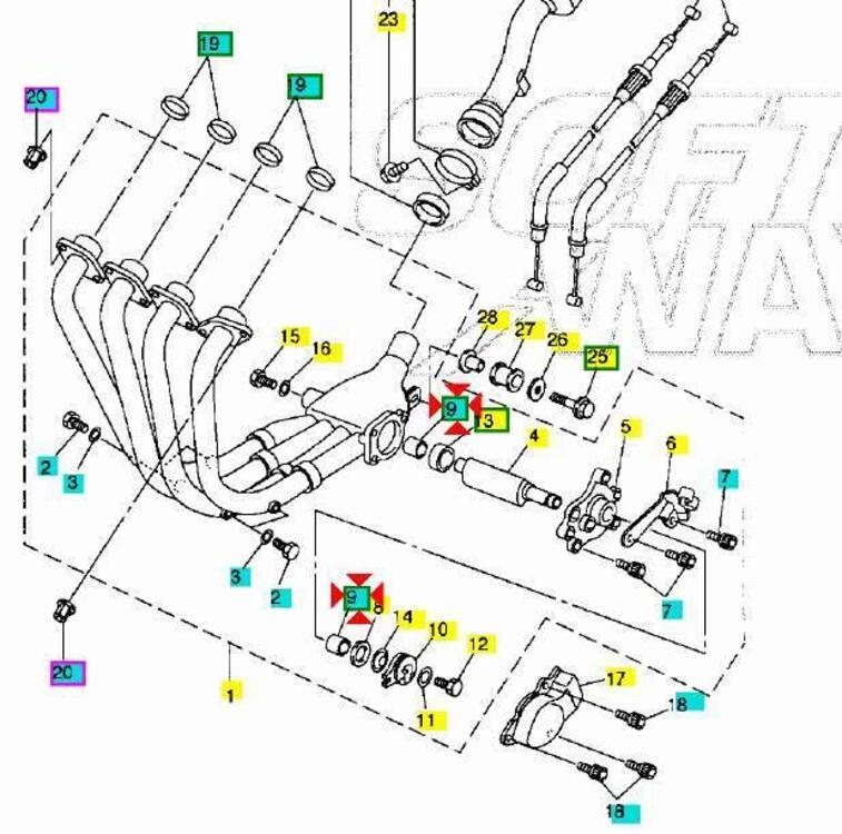 -Boccola impianto di scarico Yamaha R1